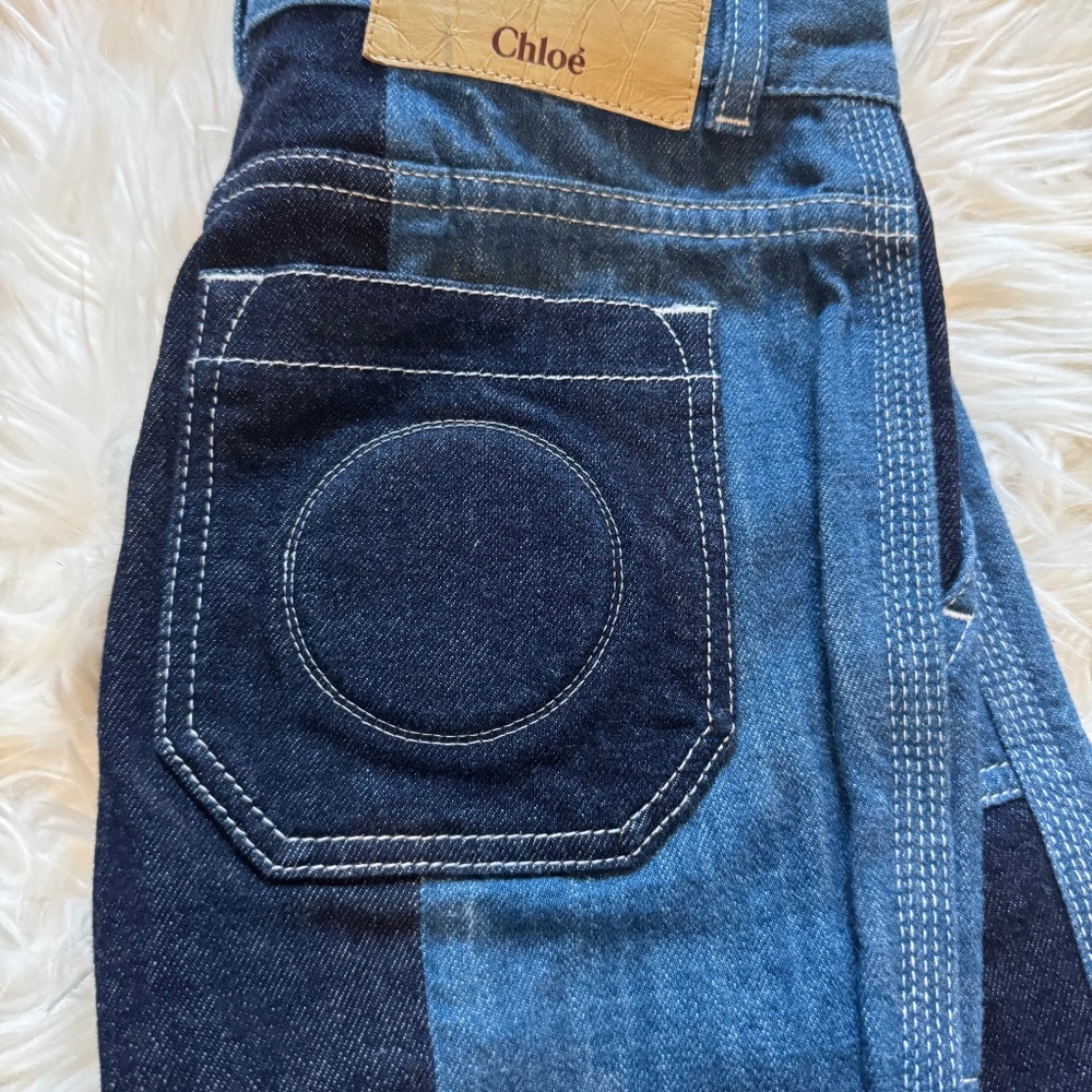 Chloé Patch Pocket Straight Leg Bicolor Jeans | US 24/25 FR 36 | Chic and Crisp